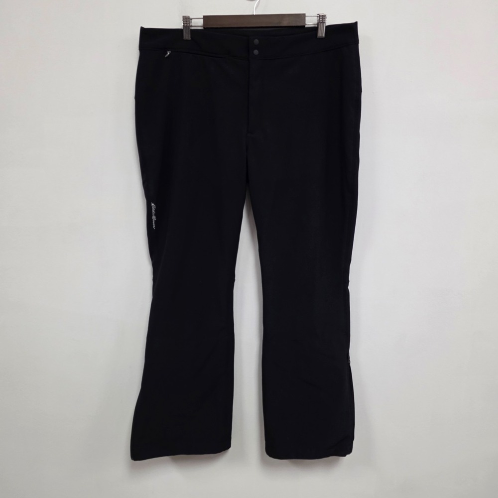 Eddie Bauer Womens Fleece‎ Lined Ankle Zip Winter Pants Size XL Black Outdoors